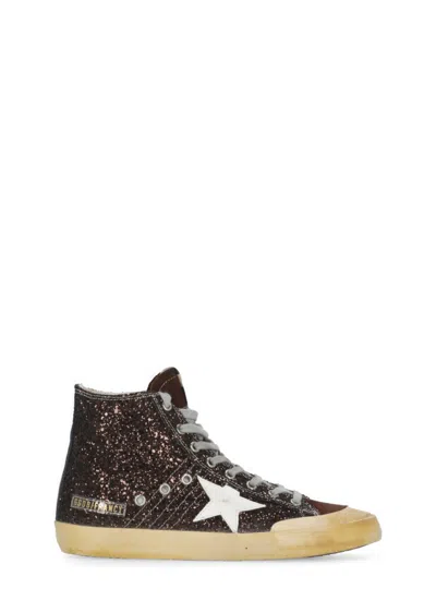 Golden Goose Glitter Suede Star Patch Rubber Sole In Black