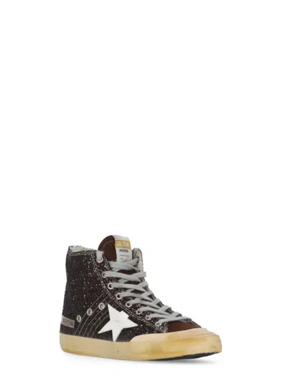 Golden Goose Glitter Suede Star Patch Rubber Sole In Black
