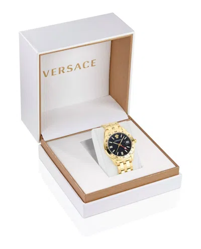 Versace Greca Time Gmt Watch In Gold
