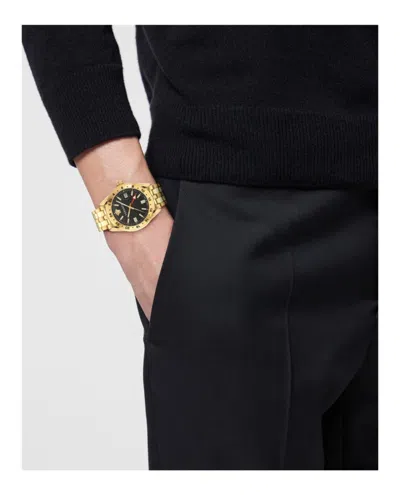 Versace Greca Time Gmt Watch In Gold