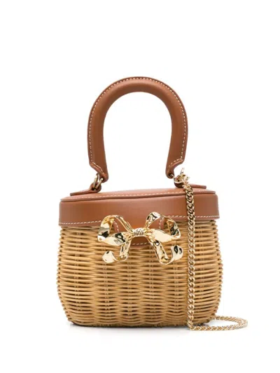 Self-portrait Woven Design Bag With Bow Detail And Chain-link Strap