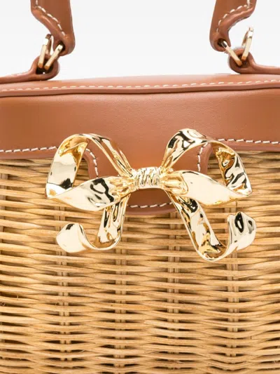 Self-portrait Woven Design Bag With Bow Detail And Chain-link Strap