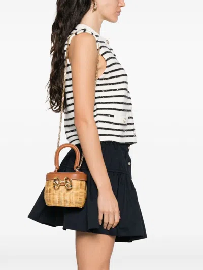 Self-portrait Woven Design Bag With Bow Detail And Chain-link Strap