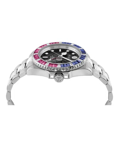 Philipp Plein Gmt-i Challenger Baguettes Bracelet Watch In Metallic