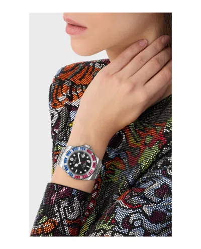 Philipp Plein Gmt-i Challenger Baguettes Bracelet Watch In Metallic