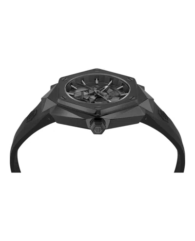 Philipp Plein Men's The Skull Spikes Black Silicone Strap Watch 45mm In Black