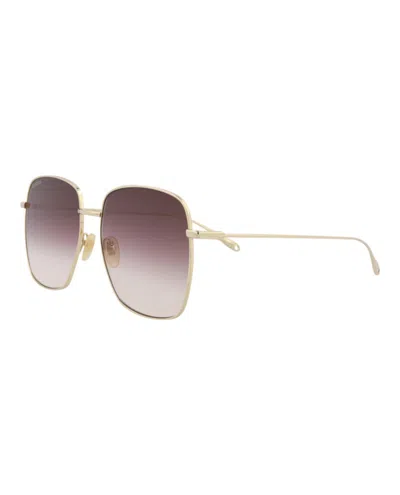 Gucci Square-frame Metal Sunglasses With Velvet Case In Gold