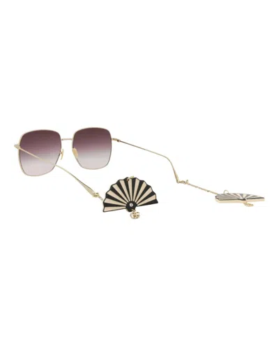 Gucci Square-frame Metal Sunglasses With Velvet Case In Gold