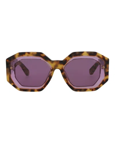 Philipp Plein Tortoiseshell Square-frame Acetate Sunglasses With Saddle Nose Bridge In Purple