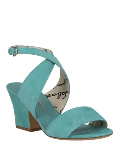 Ferragamo Sheena Suede Heel Sandals In Green