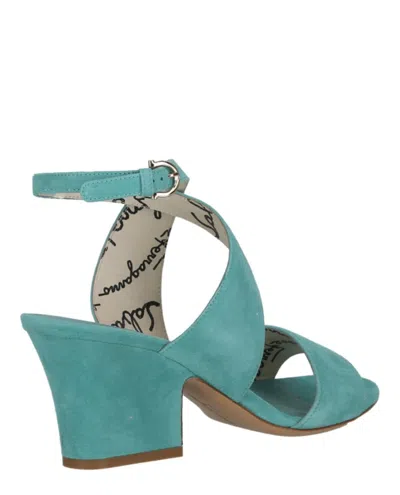 Ferragamo Sheena Suede Heel Sandals In Green