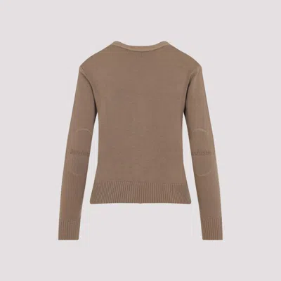 Max Mara Nude V-neck  Knitwear With Button-down Front In Brown