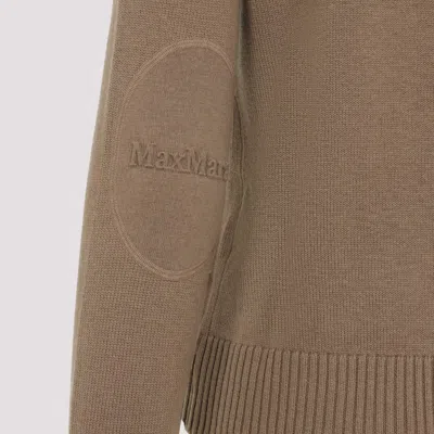 Max Mara Nude V-neck  Knitwear With Button-down Front In Brown