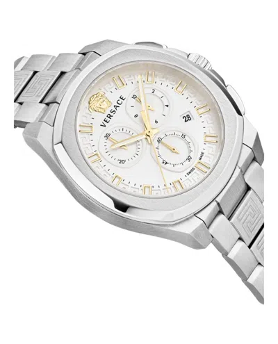 Versace Geo Chrono Bracelet Watch In Metallic