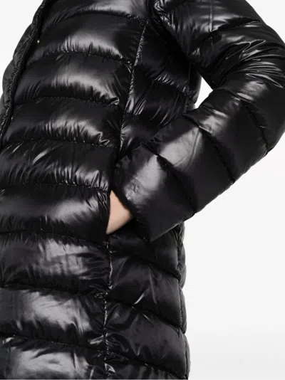 Herno Black High Collar Puffer Jacket With Horizontal Quilting In Black