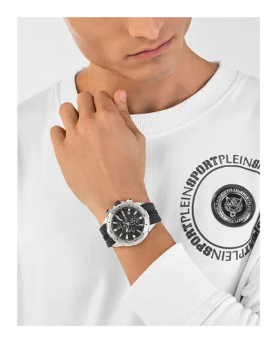 Plein Sport Chronograph Watch With Black Enamel Dial In Black
