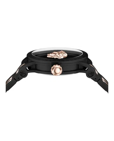 Versace V-code Bracelet Watch With Black Guilloche Dial
