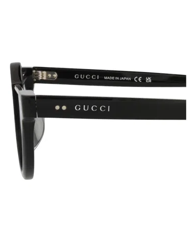 Gucci Round-frame Acetate Sunglasses With Saddle Nose Bridge In Black
