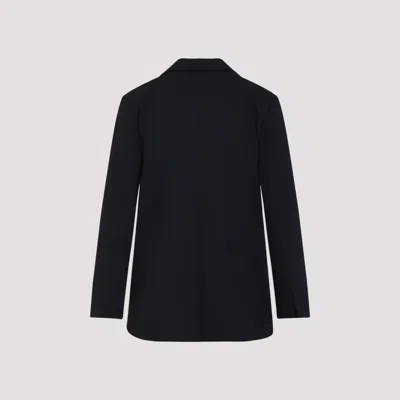 Max Mara Double-breasted Tailored Black Wool Jacket In Blue