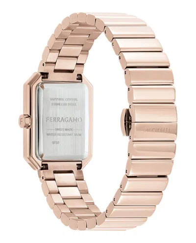 Ferragamo Octagonal Crystal Bracelet Watch With Sunray Dial