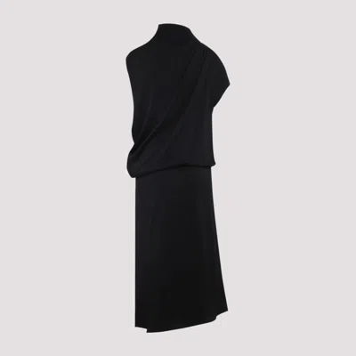Fabiana Filippi Draped Black Dress With High Neckline And Asymmetrical Design In Black