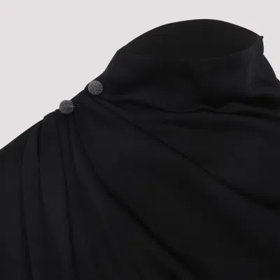 Fabiana Filippi Draped Black Dress With High Neckline And Asymmetrical Design In Black