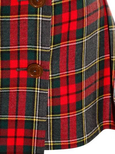 Vivienne Westwood Asymmetric Wrap Skirt With Check Pattern And Button Fastening In Multi