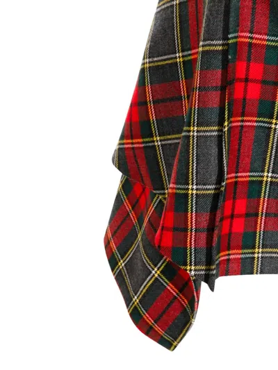 Vivienne Westwood Asymmetric Wrap Skirt With Check Pattern And Button Fastening In Multi