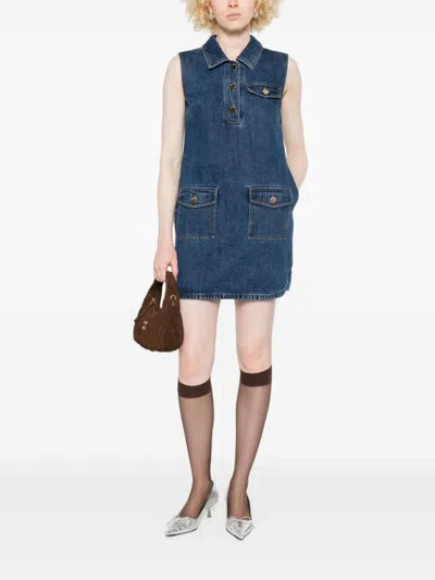 Self-portrait Self Portrait Women Denim Sleeveless Mini Dress In Blue
