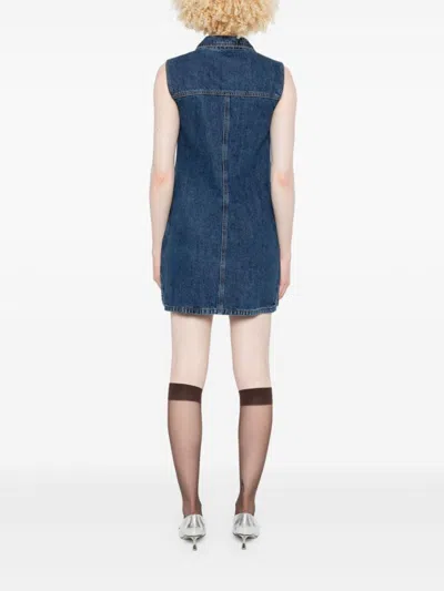 Self-portrait Self Portrait Women Denim Sleeveless Mini Dress In Blue