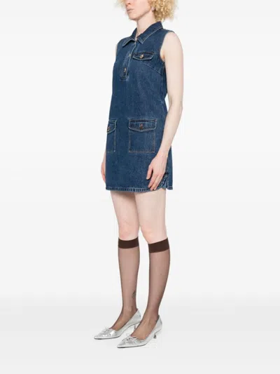 Self-portrait Self Portrait Women Denim Sleeveless Mini Dress In Blue