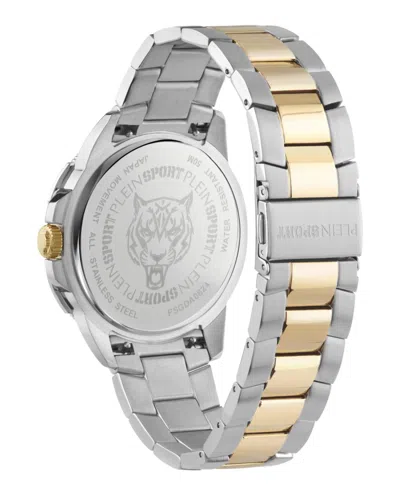 Plein Sport Two-tone Quartz Timepiece With Green Enamel Dial In Metallic