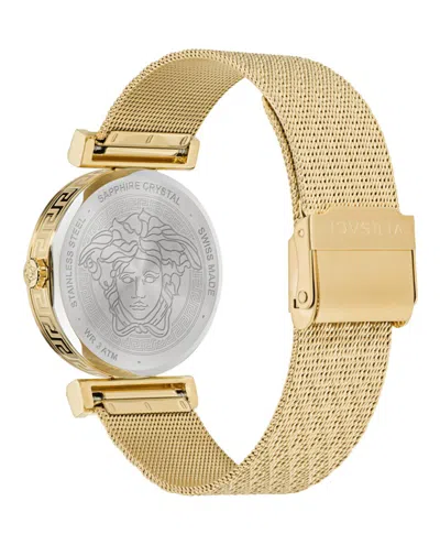 Versace Regalia Bracelet Watch With Black Guilloche Dial In Gold