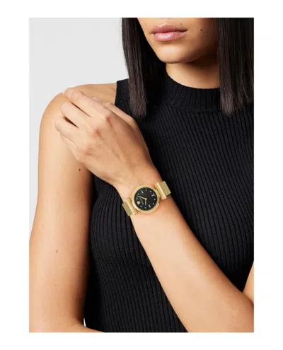 Versace Regalia Bracelet Watch With Black Guilloche Dial In Gold