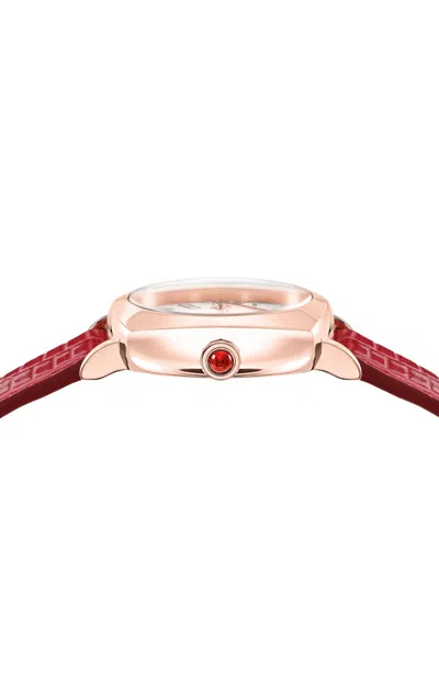 Ferragamo Soft Square Leather Watch In Burgundy