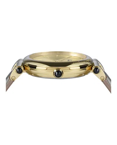Ferragamo Idillio Leather Watch With Gold Guilloche Dial In Gold