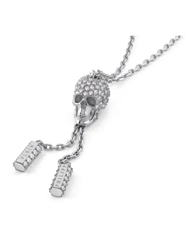 Philipp Plein Sliding $kull Crystal Cable Chain Bracelet In Metallic