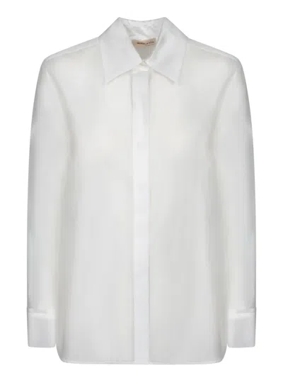 Blanca Vita Long Sleeve Cotton Muslin Shirt With Italian Collar In White