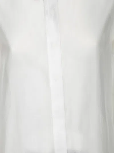 Blanca Vita Long Sleeve Cotton Muslin Shirt With Italian Collar In White