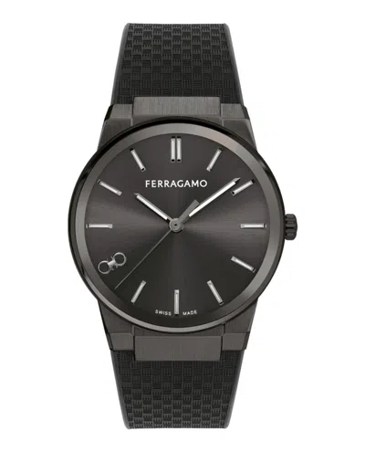 Ferragamo Infinity Sapphire Silicone Watch In Black