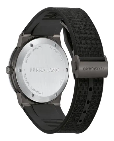 Ferragamo Infinity Sapphire Silicone Watch In Black