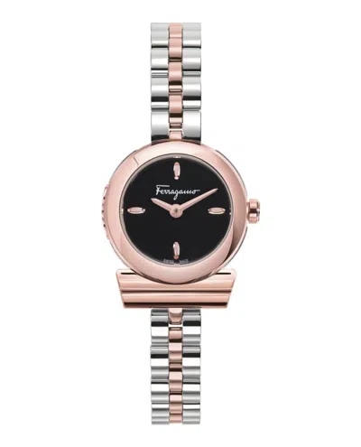 Ferragamo Gancino Bracelet Watch With Two-tone Case In Gold