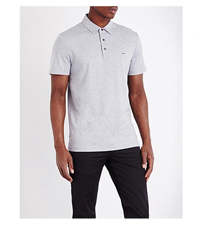Shop Michael Kors Short-sleeved Cotton-jersey Polo Shirt In Heather Grey