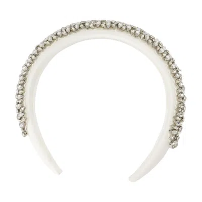 Self-portrait Pearl-embellished Silk Hair Clip With Crystal Accents In Gold