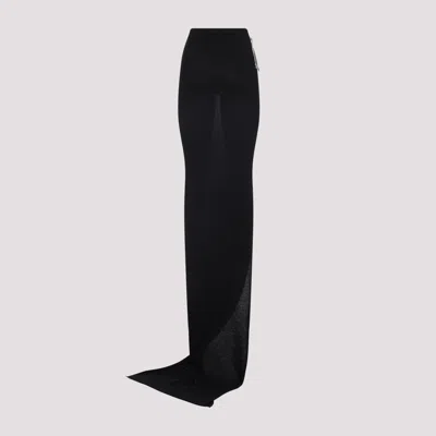 Rick Owens Flowing Maxi Skirt With Sheer Panel And High Waist