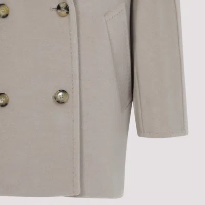 Max Mara Double-breasted Coat In Luxurious Wool-cashmere Blend In Gray