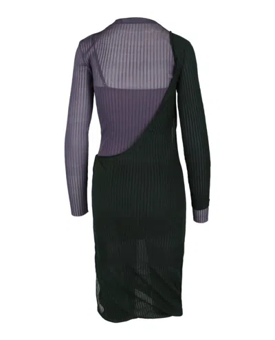 Bottega Veneta Two-toned Draped Ribbed Dress In Multi