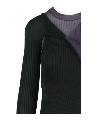 Bottega Veneta Two-toned Draped Ribbed Dress In Multi