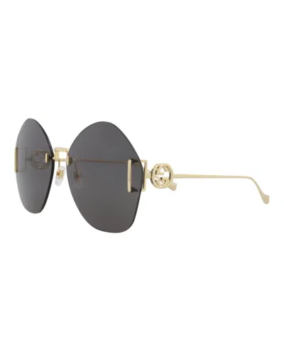 Gucci Round-frame Metal Sunglasses With Jewel-toned Velvet Case