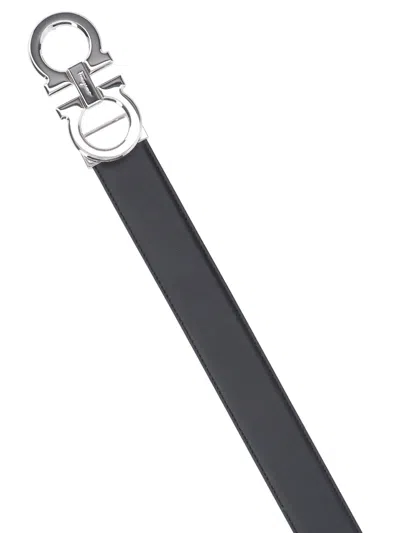 Ferragamo Reversible Belt Gancini In Black